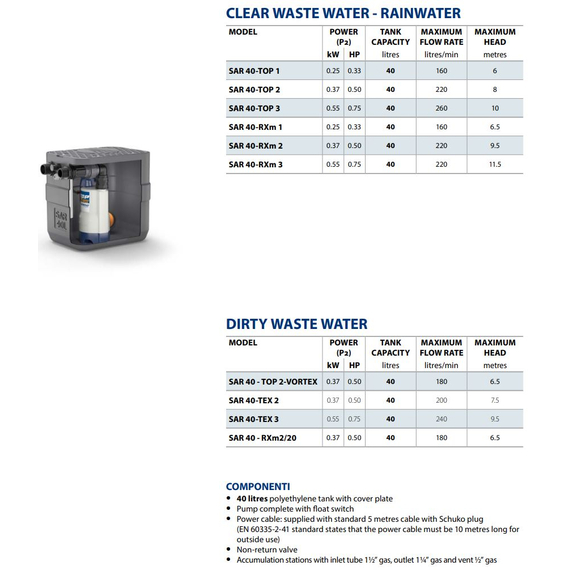 fotoДренажный насос Pedrollo SAR 40-TOP3 0,55 kW, изображение 3фото