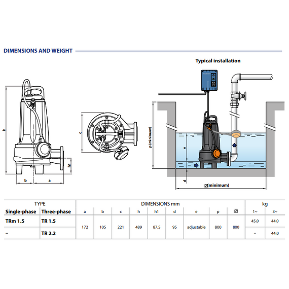 fotoДренажный электронасос с режущим механизмом Pedrollo TRITUS TRm 0,75 kW, изображение 4фото