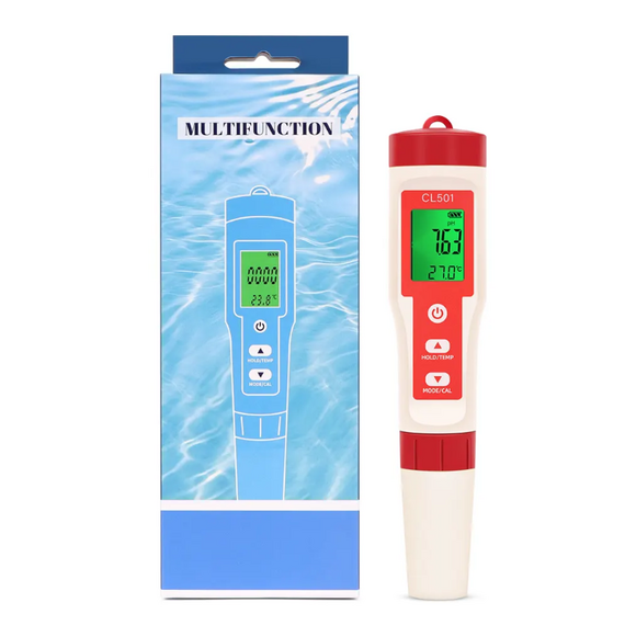 fotoCL501 5 в 1 тестер для бассейна с подсветкой (pH/ Остаточный хлор/ Водород/ ОВП/ Температура)фото