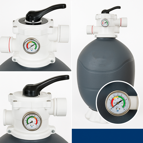 fotoФильтр песочный для бассейна KUBBER NEP500; 10m3/h, с верхним клапаном 1,5"/50мм с зажимом, изображение 2фото