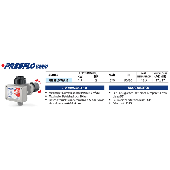 fotoЭлектронный регулятор давления PRESFLO VARIO (1.5 kW) Pedrollo, изображение 2фото
