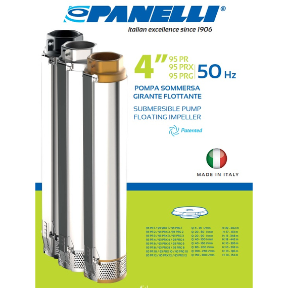 fotoПогружной насос Panelli 4'' 1,5kW 2HP 95 PR6 N/12 230V, изображение 7фото
