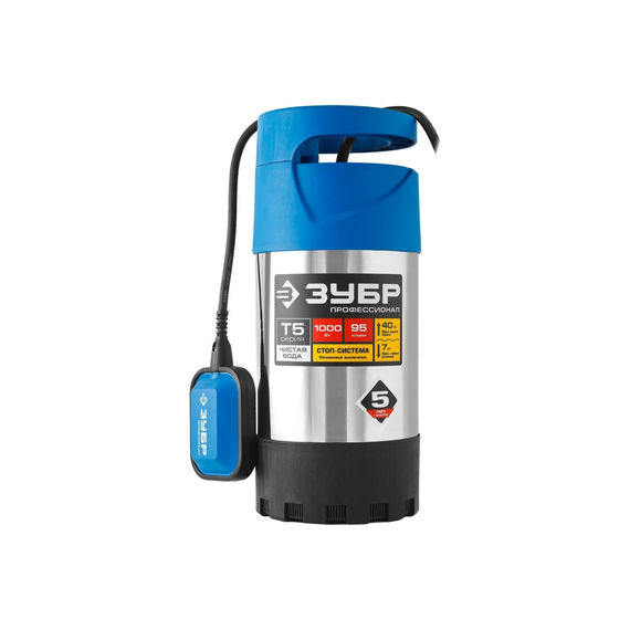 fotoПогружной дренажный насос для чистой воды ЗУБР ПРОФЕССИОНАЛ НПЧ-Т5-1000-Сфото