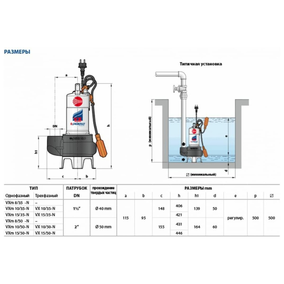 fotoДренажный насос для грязной воды Pedrollo VXm 15/35-N 48SGV91B0A1U, изображение 3фото