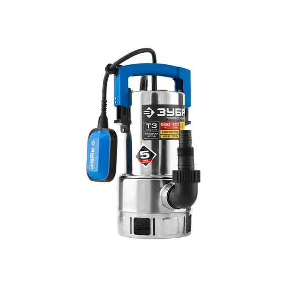 fotoПогружной дренажный насос для грязной воды ЗУБР ПРОФЕССИОНАЛ Т3 НПГ-Т3-550-Сфото