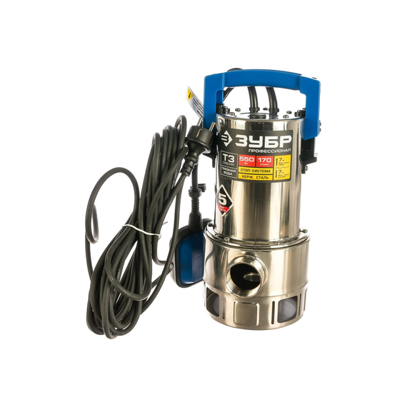 fotoПогружной дренажный насос для грязной воды ЗУБР ПРОФЕССИОНАЛ Т3 НПГ-Т3-550-С, изображение 7фото