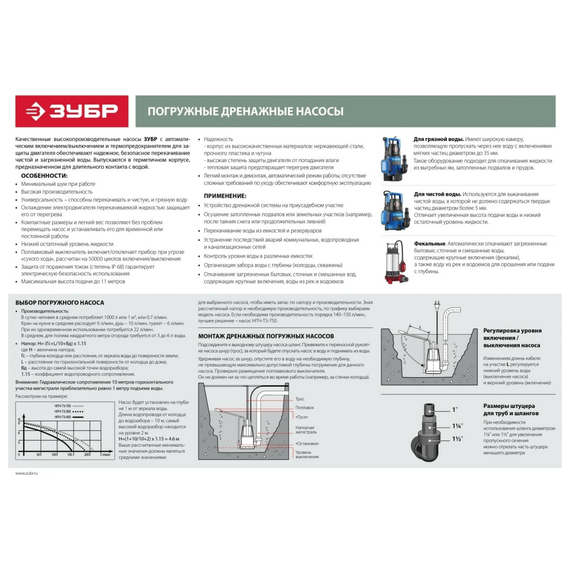 fotoФекальный погружной насос Зубр НПФ-450, изображение 12фото
