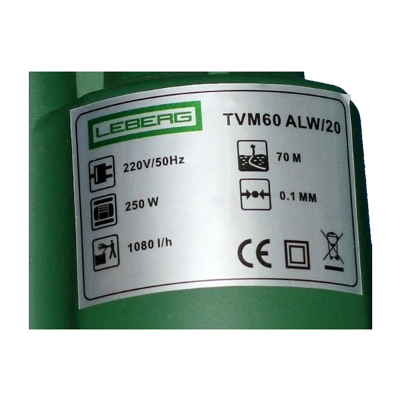 fotoПогружной насос Leberg TVM60 ALW/20 УТ000009005, изображение 3фото